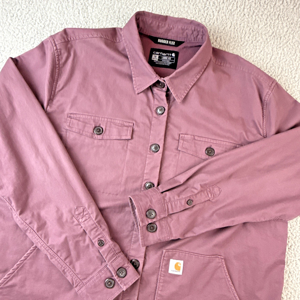 Women's Carhartt Rugged Flex Loose Fit Lined Chore Jacket Shacket Size XL